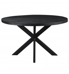 UZES-Table à manger ronde 6 personnes D120 cm,Spider et Manguier noir