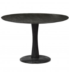 BANGALORE-Table repas ronde Diam 120 cm, bois de Manguier massif noir