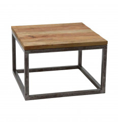 PADANG-Table basse 60x60 cm en Teck massif recyclé et métal