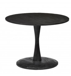 BANGALORE-Table basse ronde Diam60 en bois de Manguier massif noir