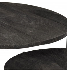 JULIA-Set de 2 Tables basses rondes gigognes, manguier noir et laiton