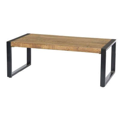 DACCA,Table basse 110x60 cm en Manguier massif et métal noir