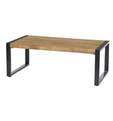 DACCA,Table basse 110x60 cm en Manguier massif et métal noir