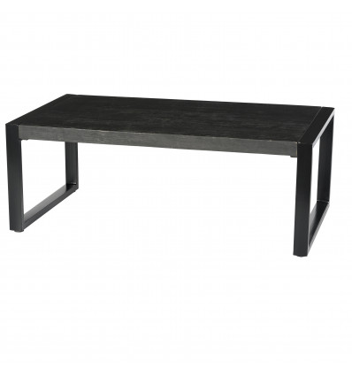 LUZ-Table basse Rect.110X60 en bois de Manguier massif noir et métal