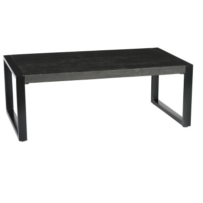 LUZ-Table basse Rect.110X60 en bois de Manguier massif noir et métal