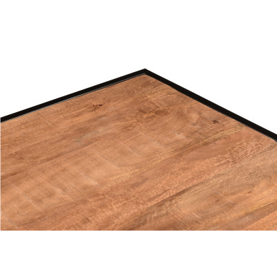 ANGLET-Table basse 2 tiroirs 120x70, bois de Manguier massif et métal