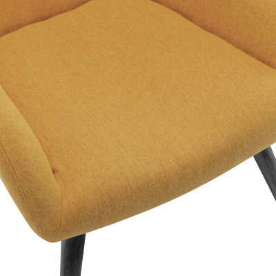 MALMO-Fauteuil lounge en tissu tramé Safran et pieds hévéa teinté noir