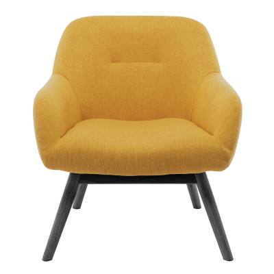 MALMO-Fauteuil lounge en tissu tramé Safran et pieds hévéa teinté noir