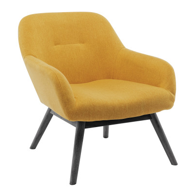 MALMO-Sillón de tela amarilla patas de madera negra