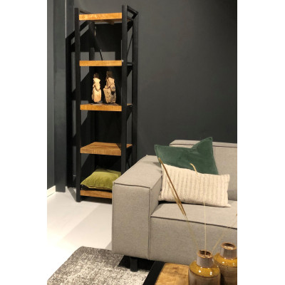 DACCA-Etagère L.55 cm en Manguier massif et métal noir