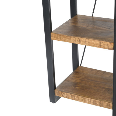 DACCA-Etagère L.55 cm en Manguier massif et métal noir