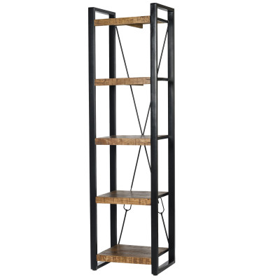 DACCA-Etagère L.55 cm en Manguier massif et métal noir