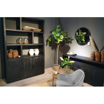 ANDUZ-Bibliothèque 3 portes L145cm en bois de Manguier massif noir