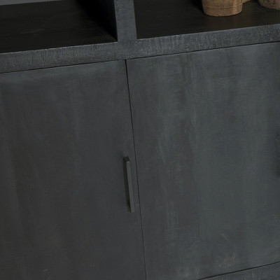 ANDUZ-Bibliothèque 3 portes L145cm en bois de Manguier massif noir