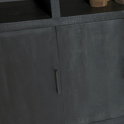 ANDUZ-Bibliothèque 2 portes L120cm, bois de Manguier massif noir