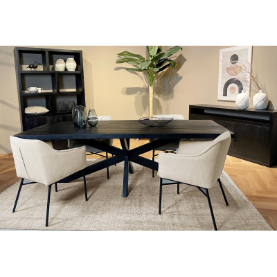 ANDUZ-Bibliothèque 2 portes L120cm, bois de Manguier massif noir