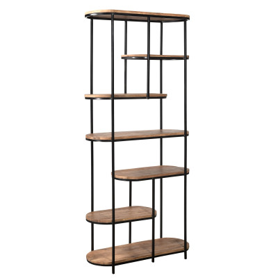 MILOU-Etagère L.84 cm en bois de Manguier massif et métal noir