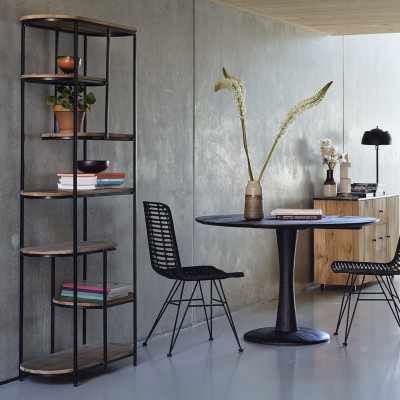 MILOU-Etagère L.84 cm en bois de Manguier massif et métal noir