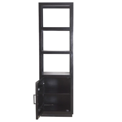 ANDUZ-Bibliothèque 1 porte L60cm en bois de Manguier massif noir