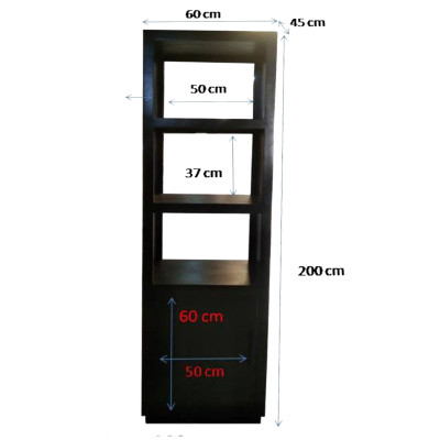 ANDUZ-Bibliothèque 1 porte L60cm en bois de Manguier massif noir