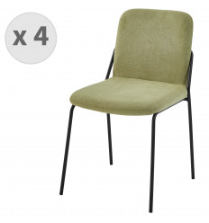 VICKIE-Chaise en tissu Sauge et pieds noir (x4)