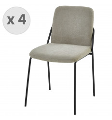 VICKIE-Chaise en tissu Coloris Lin et pieds noir (x4)