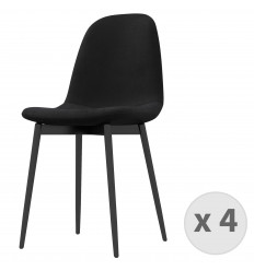 SALLY-Silla de terciopelo negro con patas de metal pack de 4 sillas)