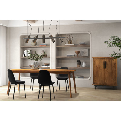 SALLY-Chaise en Velours Noir et pieds métal (x4)