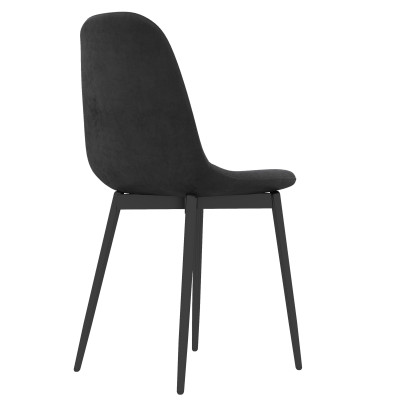 SALLY-Chaise en Velours Noir et pieds métal (x4)