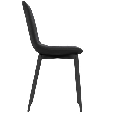 SALLY-Silla de terciopelo negro con patas de metal (x4)