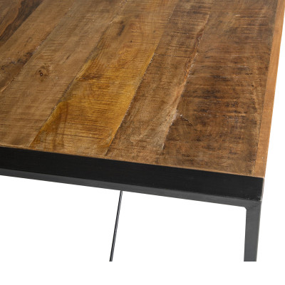 DACCA-Table à manger 8/10 personnes L220, bois de Manguier massif, métal
