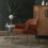 LAYTON - Fauteuil lounge, tissu chenillé Terracota et métal noir mat