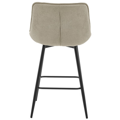 GRANT-Tabouret de bar en tissu Coloris Lin et pieds métal noir (x2)