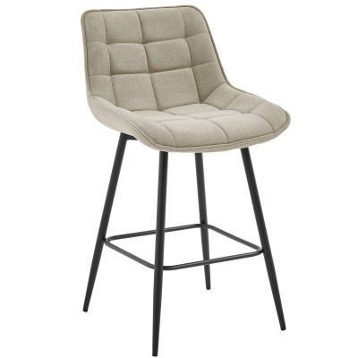 GRANT-Taburete de bar en tela Coloris Lin y metal negro (x2)