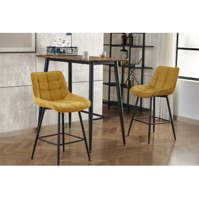 GRANT - Fauteuil de bar en tissu Moutarde et métal noir (x2)
