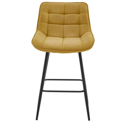 GRANT-Silla de bar de tela mostaza y metal negro (x2)