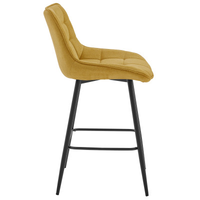 GRANT - Fauteuil de bar en tissu Moutarde et métal noir (x2)