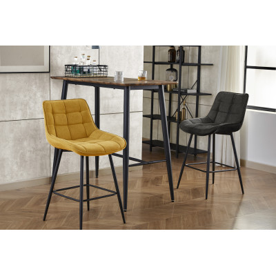 GRANT-Silla de bar de tela mostaza y metal negro (x2)