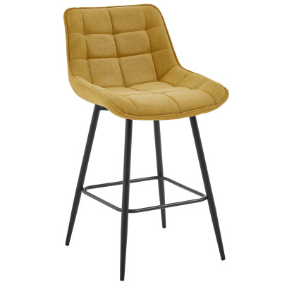 GRANT-Silla de bar de tela mostaza y metal negro (x2)