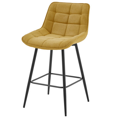 GRANT-Silla de bar de tela mostaza y metal negro (x2)