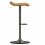 LEO-Tabouret de bar en cuir synthétique Camel et pieds bronze (x2)