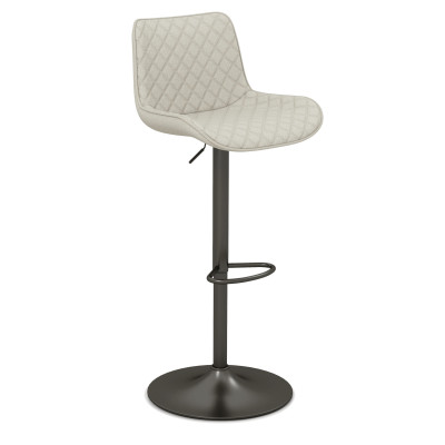 DINO-Tabouret de bar en tissu Coloris Lin et métal noir mat(x2)