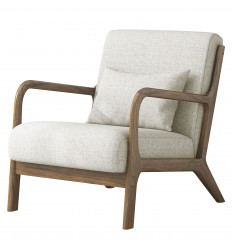 ZACK-Sessel in Leinenfarbe und mit nussbaumfarben gebeizten Holzfüßen