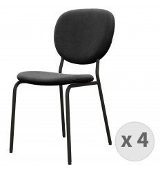 ANAIS-Chaise en Velours et métal noir (x4)