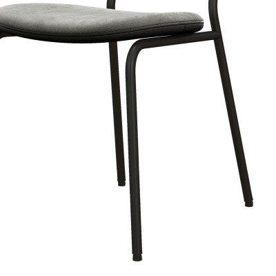 ANAIS-Chaise en Velours Gris Carbone et métal noir (x4)