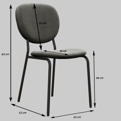 ANAIS-Chaise en Velours Gris Carbone et métal noir (x4)