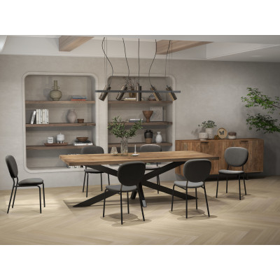 ANAIS-Sedia in velluto grigio e metallo nero (x4)