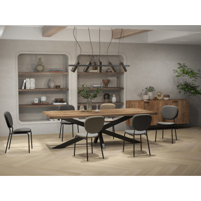 ANAIS-Chaise en Velours Gris Carbone et métal noir (x4)