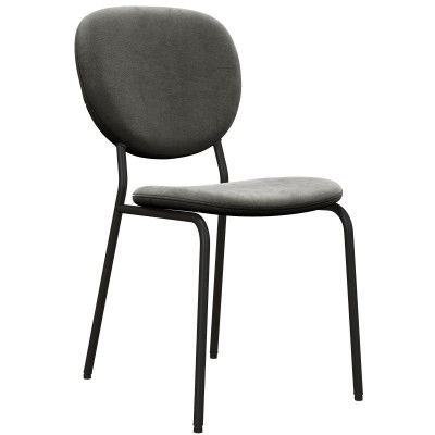 ANAIS-Chaise en Velours Gris Carbone et métal noir (x4)