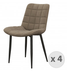 SACHA-Chaise en Velours Taupe et métal noir (x4)